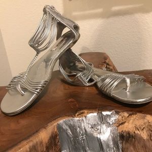 Silver flat gladiator sandals!